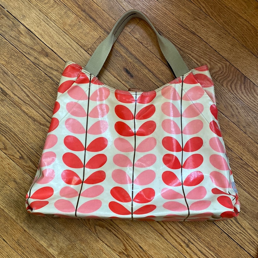 Orla Kielly coated canvas tote in watermelon multi stem print